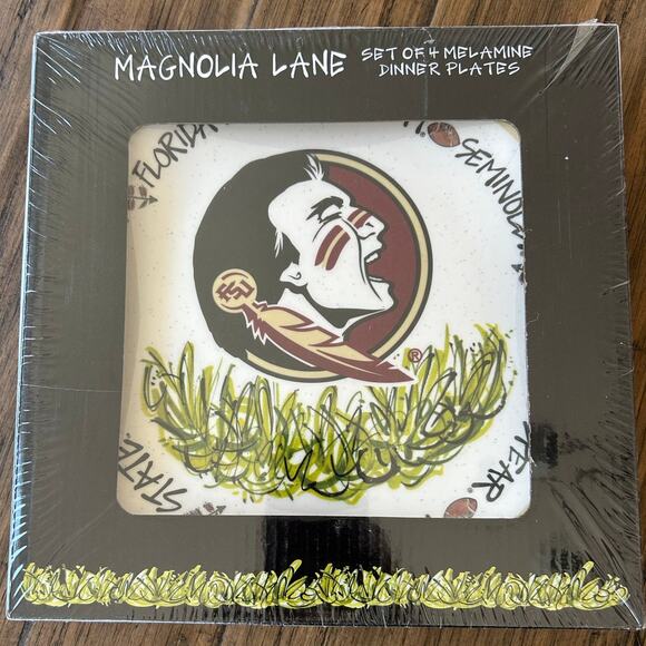 Florida State Seminoles 10.5" Melamine Dinner Plates SET of 4 by Magnolia Lane - Picture 3 of 4
